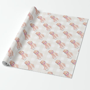 Golden Doodle Blume Gingham Sweet Geschenkpapier
