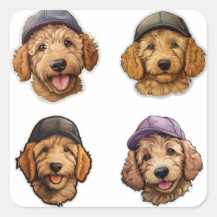 Golden Doodle Cap Kids Sticker Design Stickers