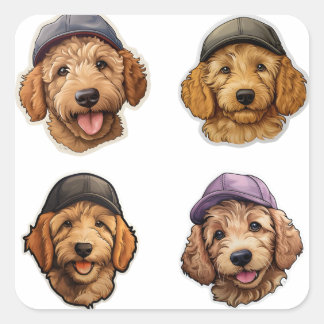 Golden Doodle Cap Kids Sticker Design Stickers