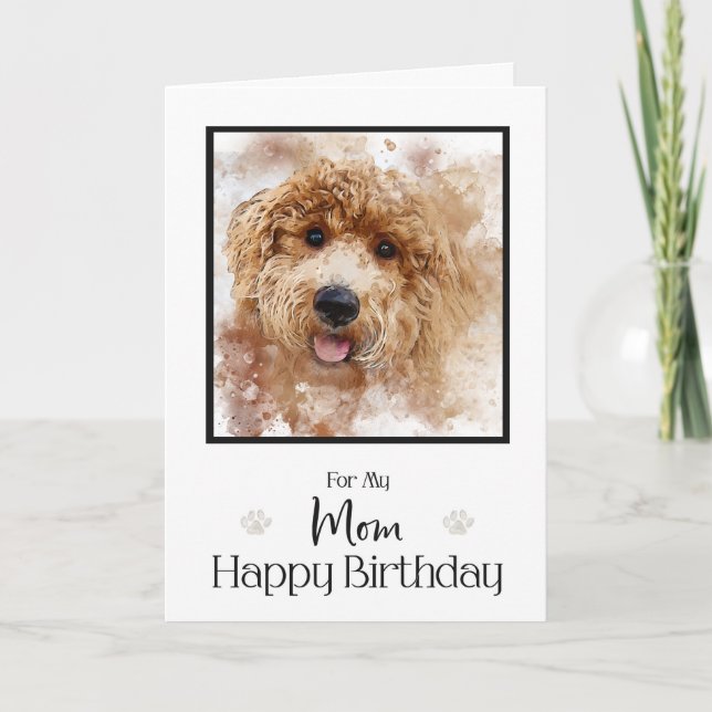 Golden Doodle Cavapoo Happy Birthday Mama Karte (Vorderseite)