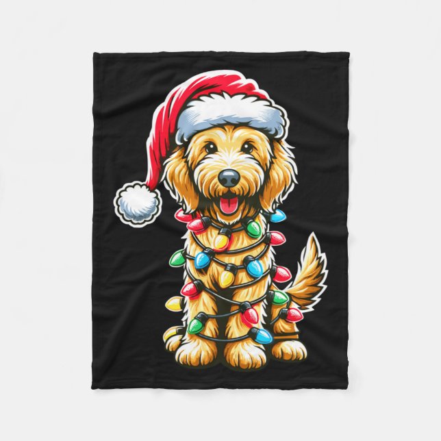 Golden Doodle Christmas Tree Xmas Dog Pajamas Gold Fleecedecke (Vorderseite)