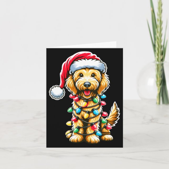 Golden Doodle Christmas Tree Xmas Dog Pajamas Gold Karte (Vorderseite)