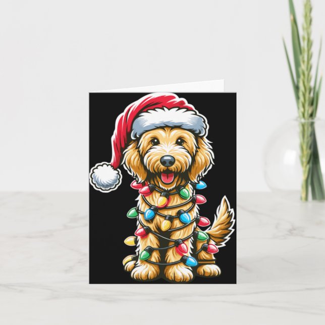 Golden Doodle Christmas Tree Xmas Dog Pajamas Gold Karte (Vorderseite)