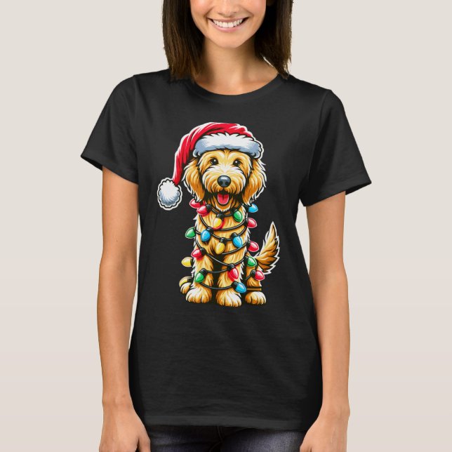 Golden Doodle Christmas Tree Xmas Dog Pajamas Gold T-Shirt (Vorderseite)