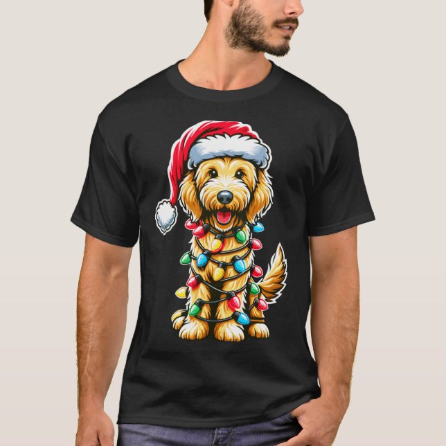 Golden Doodle Christmas Tree Xmas Dog Pajamas Gold T-Shirt (Vorderseite)