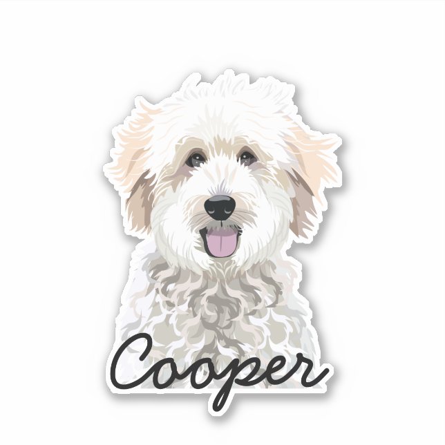 Golden Doodle Custom Dog Name Aufkleber (Vorderseite)