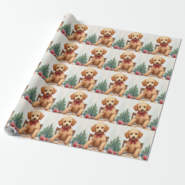 Golden Doodle Decorating Christmas Cookies Geschenkpapier (Ungerollt)