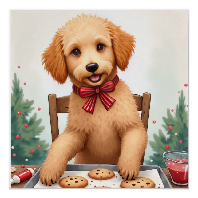Golden Doodle Decorating Christmas Cookies Poster (Vorderseite)