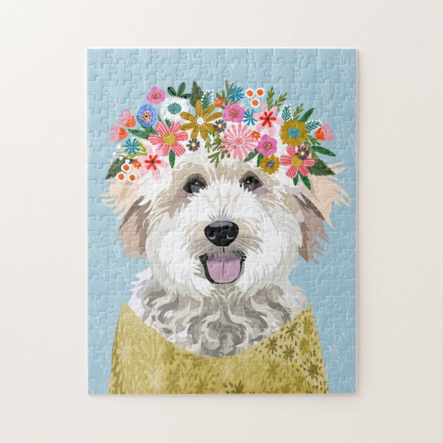 Golden Doodle Dog Flower Puzzle (Vertikal)