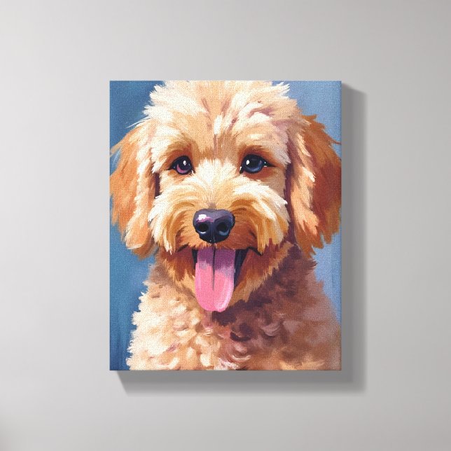 Golden Doodle | Dog Watercolor Painting Pet Leinwanddruck (Vorderseite)