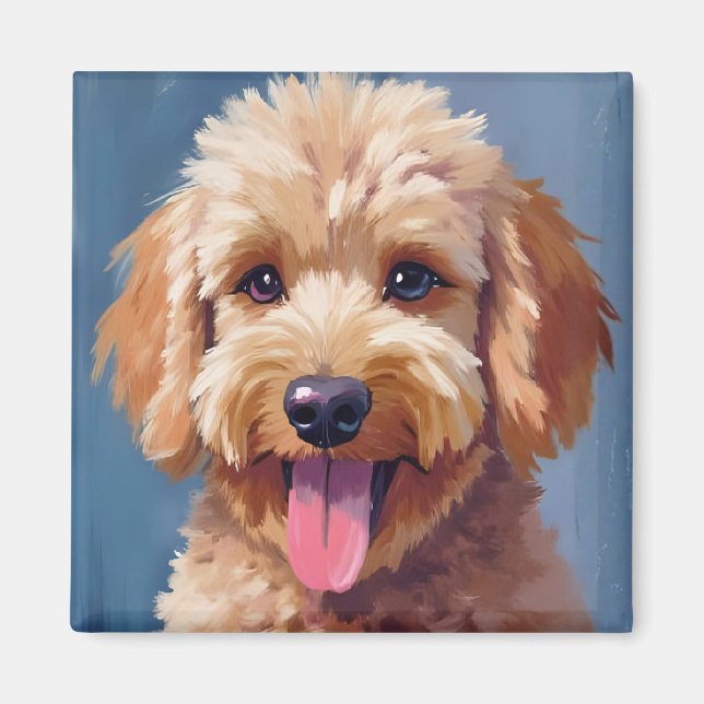 Golden Doodle | Dog Watercolor Painting Pet Magnet (Vorne)