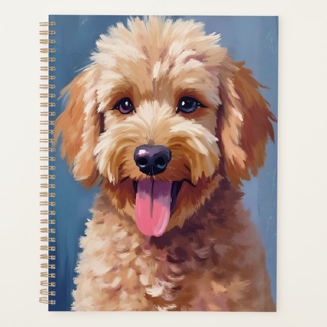 Golden Doodle | Dog Watercolor Painting Pet Planer (Vorderseite)