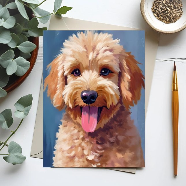 Golden Doodle | Dog Watercolor Painting Pet Postkarte (Von Creator hochgeladen)