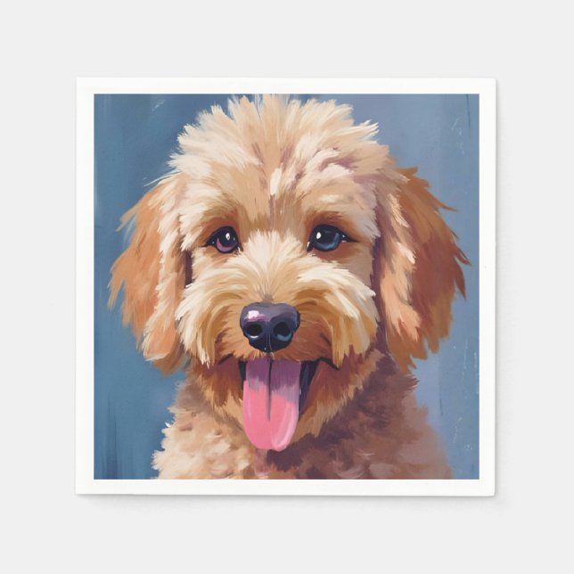 Golden Doodle | Dog Watercolor Painting Pet Serviette (Vorderseite)