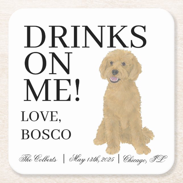 Golden Doodle Dog Wedding Rechteckiger Pappuntersetzer (Vorderseite)
