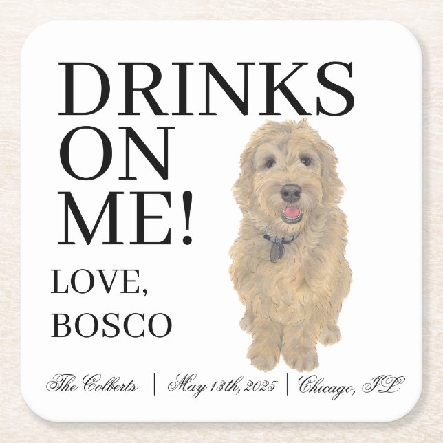 Golden Doodle Dog Wedding Rechteckiger Pappuntersetzer (Vorderseite)