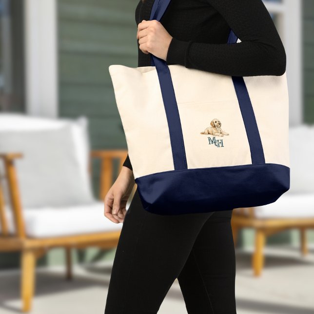 Golden Doodle Doodle Monogram Leinwand Tragetasche (Personalize this Golden Doodle Monogram Canvas Tote Bag on Zazzle!)