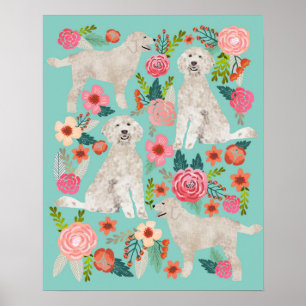 Golden Doodle Floral Dog Kunst Poster