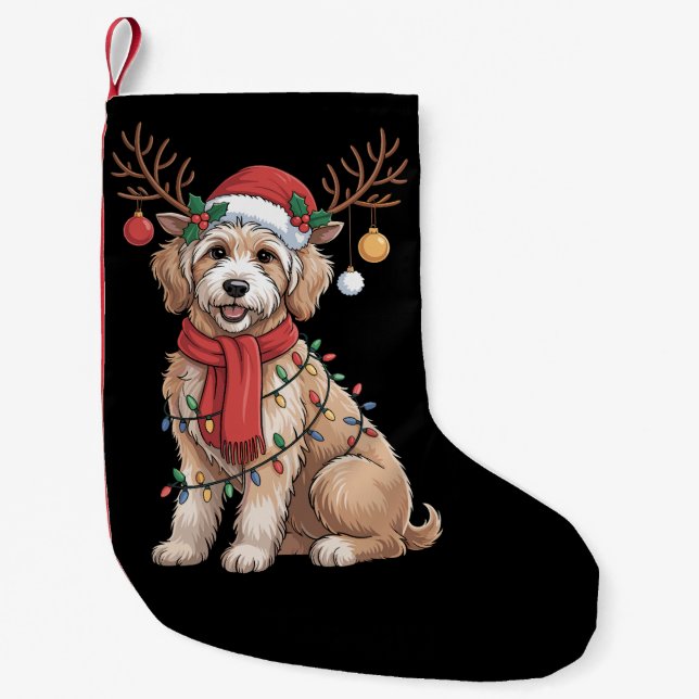 Golden Doodle Gorgeous Reindeer Christmas Tree  Kleiner Weihnachtsstrumpf (Vorderseite)