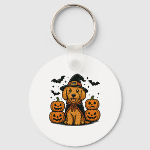 Golden Doodle Halloween Hexenkürbis Bats Spooky Schlüsselanhänger