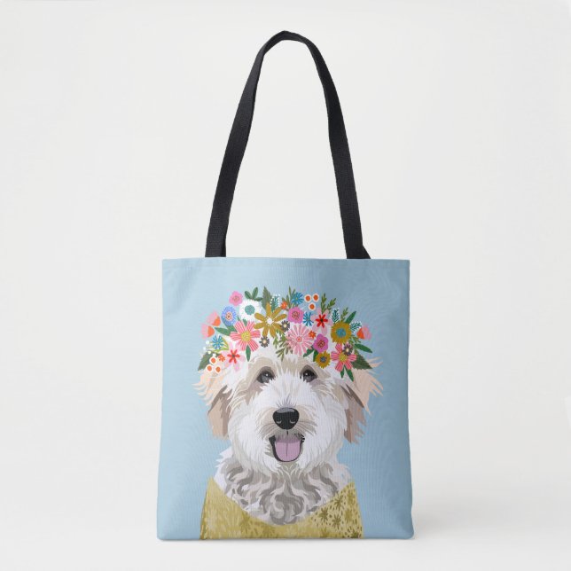 Golden Doodle Hund Blume Kronen Illustration (Vorderseite)
