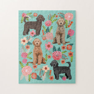 Golden Doodle Hund Vintage Blumen Puzzle