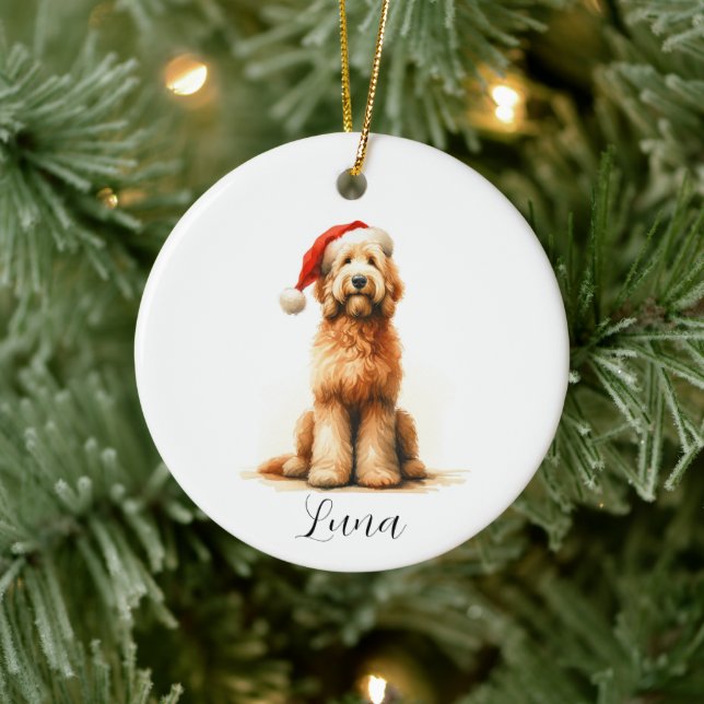 Golden Doodle Hund Weihnachtsmannmütze Ornament (Baum)