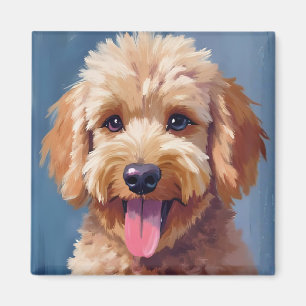 Golden Doodle   Hunde-Aquarellmalerei Haustier Magnet