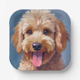 Golden Doodle Hunde-Wasserfarbenmalerei Haustier Pappteller