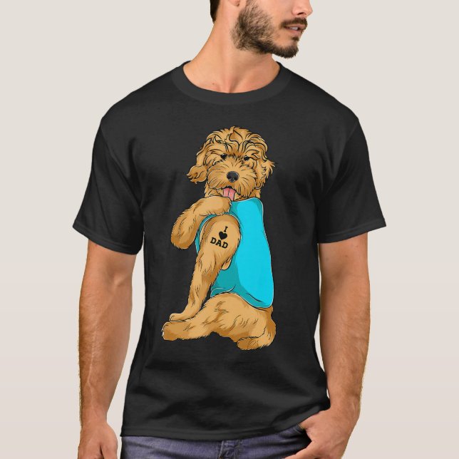 Golden Doodle I Liebe Vater Tattoo Apparel Dog Vat T-Shirt (Vorderseite)
