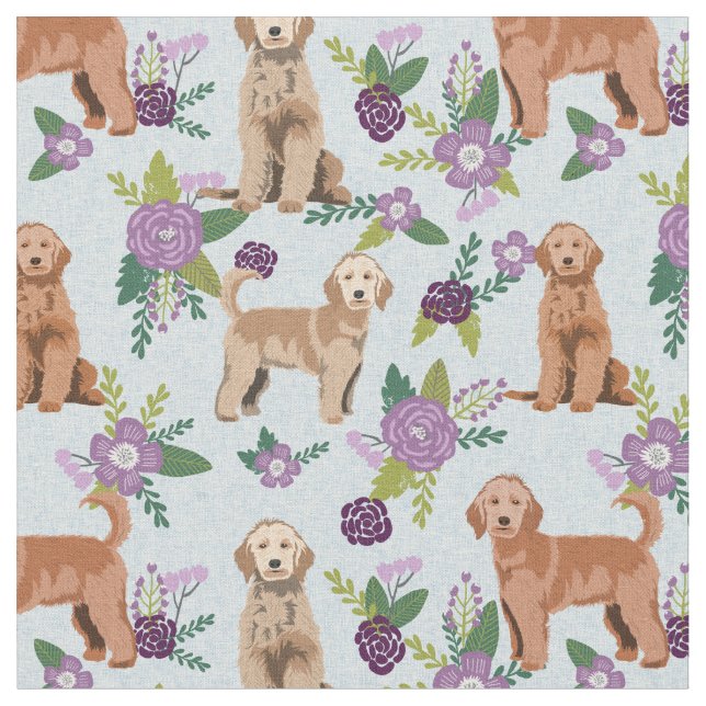 Golden Doodle lila Blumen Stoff (Nahaufnahme)
