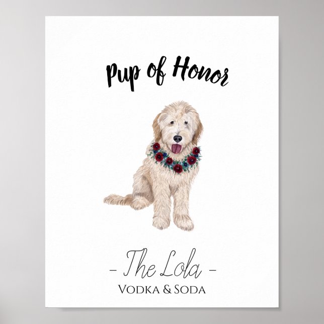 Golden Doodle mit Lei Wedding Drink Sign Poster (Vorne)