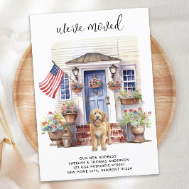 Golden Doodle Patriotic Personalisiert Dog Moving Ankündigung