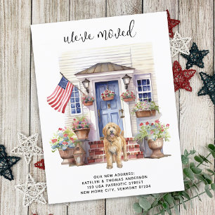Golden Doodle Patriotic Personalisiert Dog Moving Ankündigungspostkarte