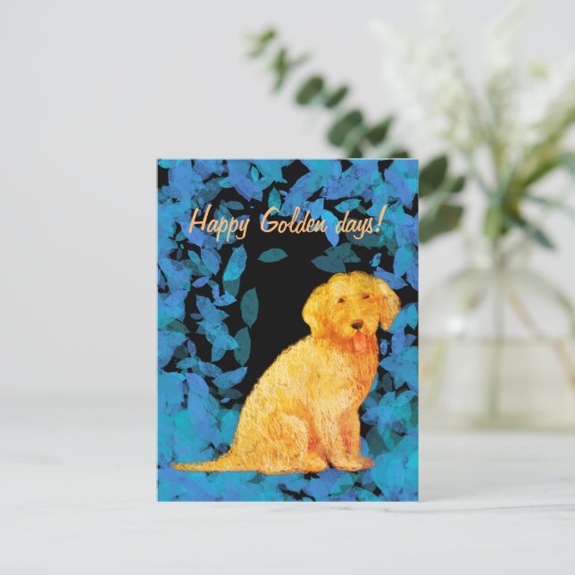 Golden Doodle Postkarte (Stehend Vorderseite)