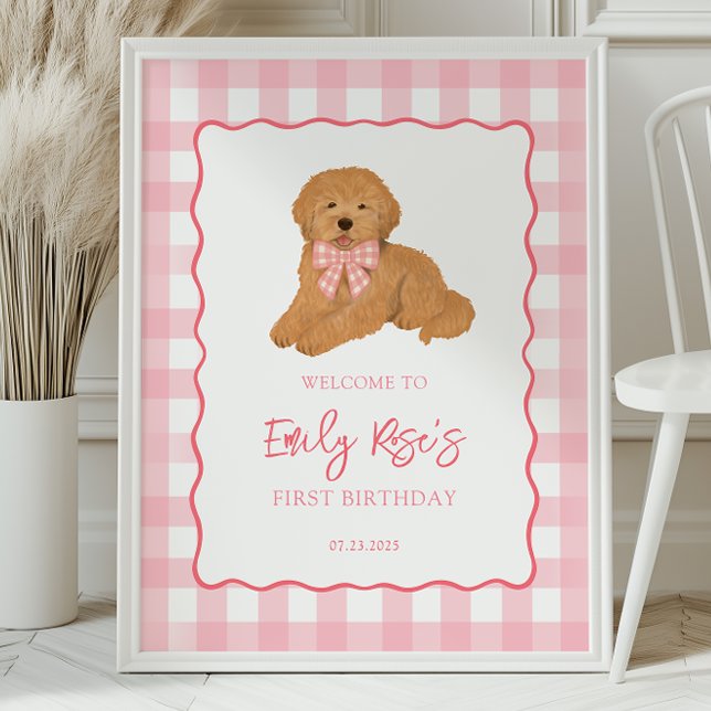 Golden Doodle Puppy Birthday Party Welcome Poster (Von Creator hochgeladen)