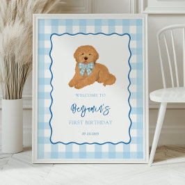 Golden Doodle Puppy Birthday Party Welcome Poster