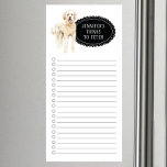 Golden Doodle Shopping List Magnetic Notepad Magnetischer Notizblock<br><div class="desc">Adorable Sachen,  um Golden Doodle Hund mit einem schwarzen Kalkboard Rahmen personalisiert mit Ihrem Namen zu holen.</div>