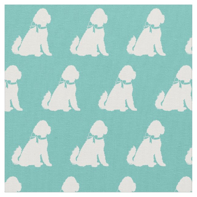 Golden Doodle Silhouette Pet Aussie Aquamarin Stoff (Nahaufnahme)