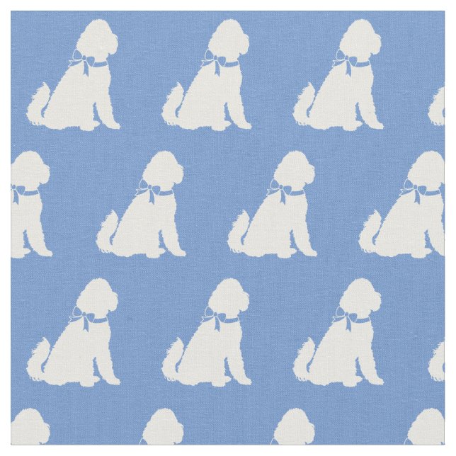 Golden Doodle Silhouette Pet Aussie Light Blue Stoff (Nahaufnahme)