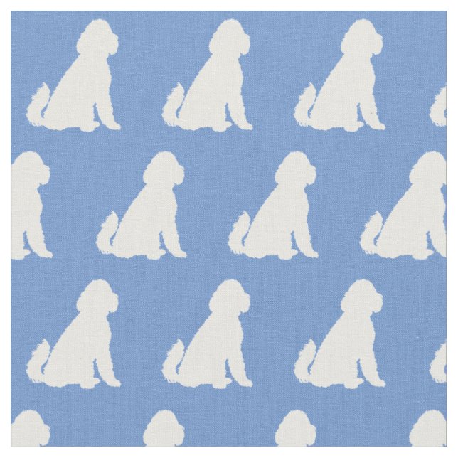 Golden Doodle Silhouette Pet Aussie Light Blue Stoff (Nahaufnahme)
