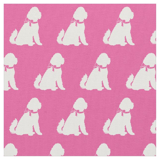 Golden Doodle Silhouette Pet Aussie Pink Stoff (Nahaufnahme)