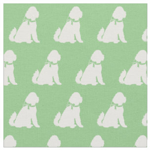 Golden Doodle Silhouette Pet Aussie Sage Green Stoff