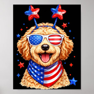 Golden Doodle USA Patriotischer Hund Gedenktag Jul Poster
