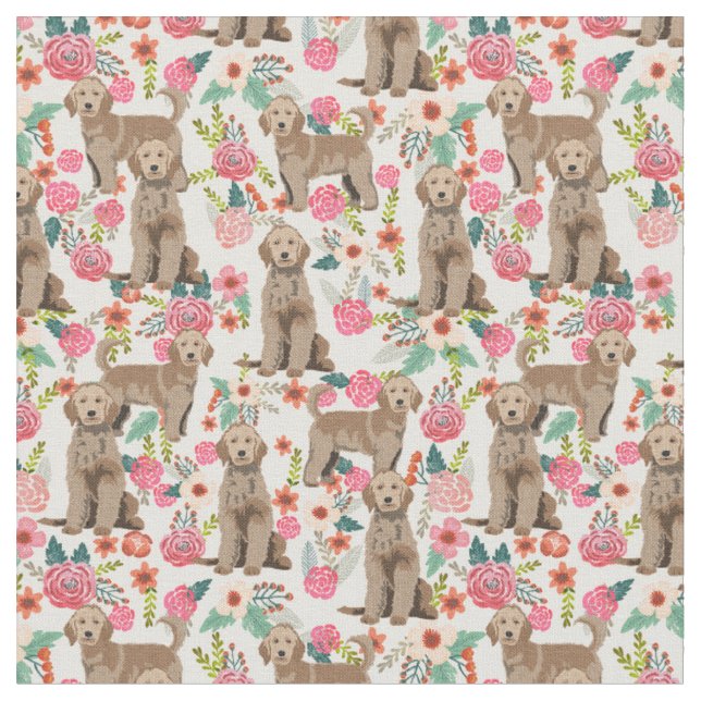 Golden Doodle Vintage Blumencreme Stoff (Nahaufnahme)