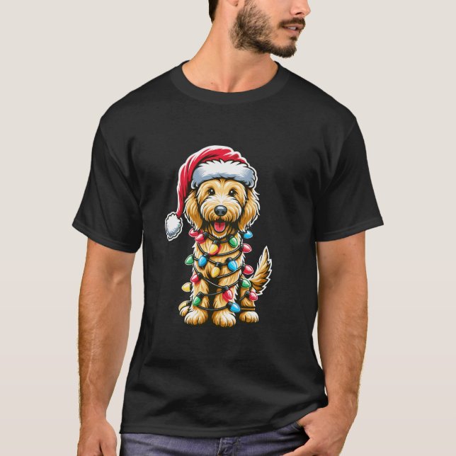 Golden Doodle Weihnachtsbaum Xmas Dog Pajamas Gold T-Shirt (Vorderseite)