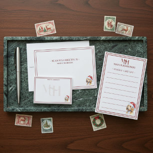 Golden Doodle Weihnachtsmann Weihnachtsbriefpapier Mitteilungskarte