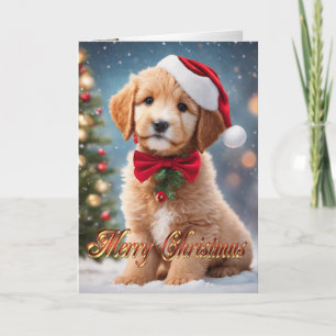 Golden Doodle Weihnachtswelpen Feiertagskarte