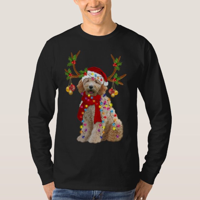 Golden Doodle Wunderschöner Rentierbaum Lig T-Shirt (Vorderseite)