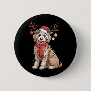 Golden Doodle Wunderschöner Weihnachtsbaum-Rentier Button